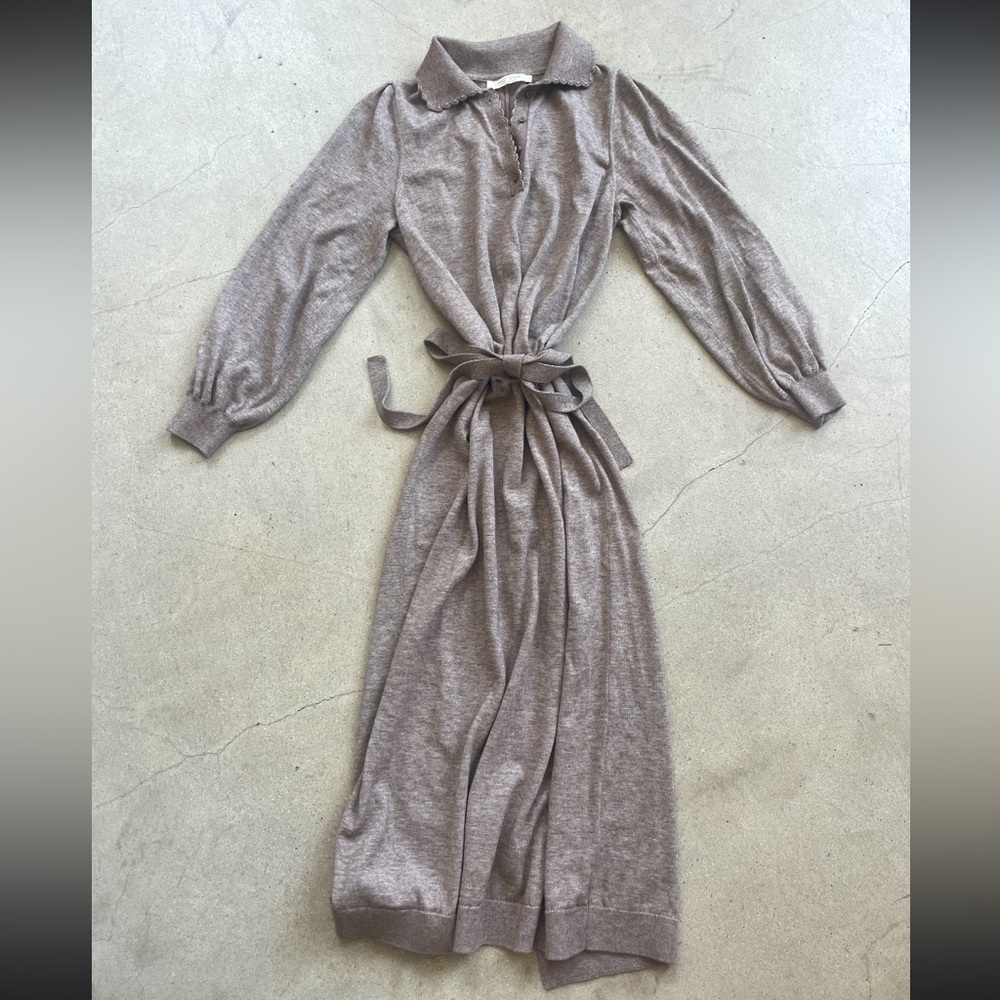 Christy Dawn Taupe Long-Sleeve Dress